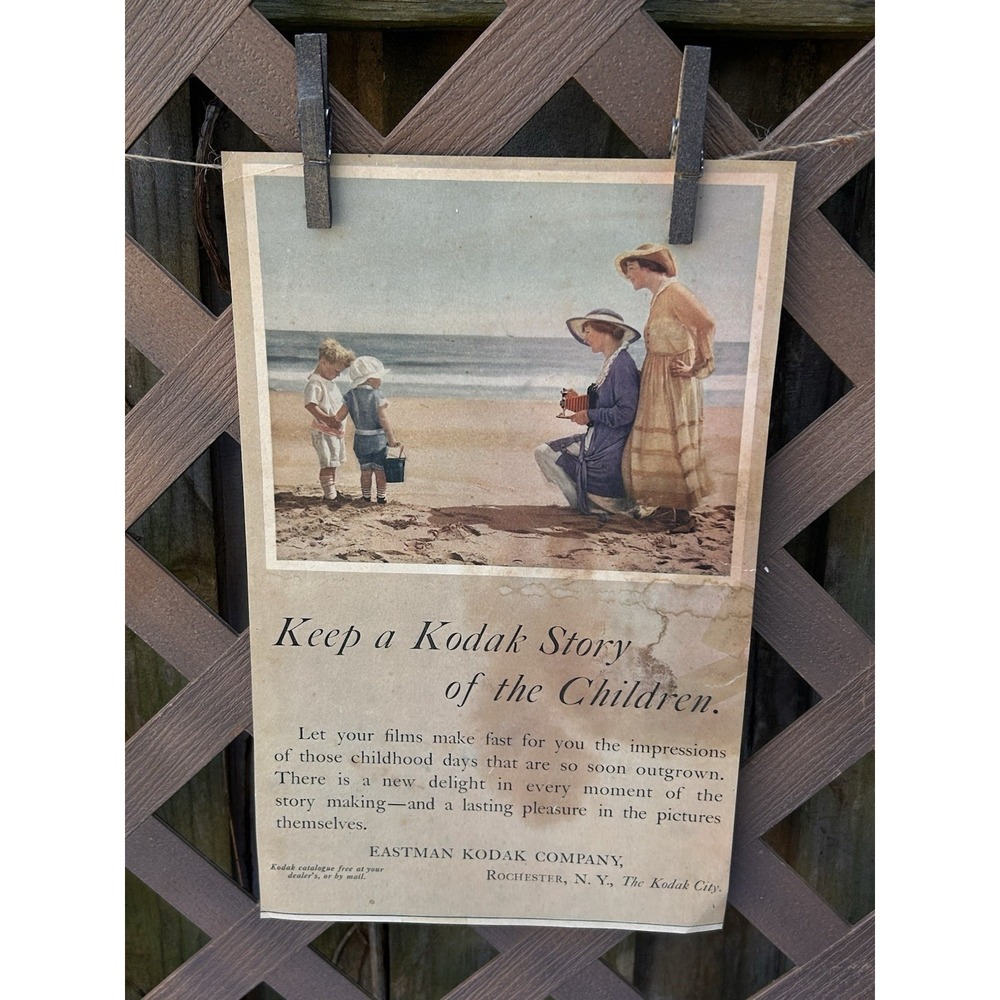 Vintage Original 1916 KODAK Eastman Co "Story For The Children" Color Ad 14 x 9